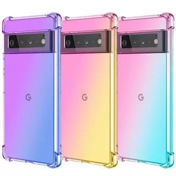 Градиентный силиконовый чехол для Google Pixel 9 Pro XL 9 8A 7 6A 5A 4XL 4A Четыре угла противоударные подушки безопасности Мягкая прозрачная задняя крышка TPU для Pixel9 Pro Pixel 9 Pro XL розовый зеленый