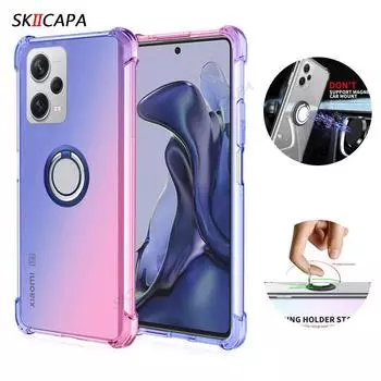 Градиентный силиконовый противоударный чехол-подушка безопасности для Xiaomi Redmi Note 12 Pro Plus Note12 4G с магнитным кольцом-держателем и подставкой для Redmi Note 11S 11T 12Pro 5G Redmi Note 10 Pro 5G