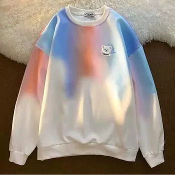 Градиентный высококачественный тонкий свитер, женский Tide Ins, свободная и удобная пара с длинными рукавами на весну и осень XXL