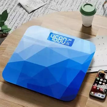 Градиенты Цветной ЖК-дисплей Весы для ванной комнаты Точные бытовые спортивные умные весы Взвешивание тела Цифровые электронные весы синий