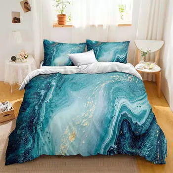 Gradual Change Marble Texture Pattern Duvet Set Digital Printing Three-Piece Set Bedding EU single 135*200