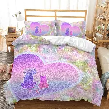 Gradual Change Sequined Bed Three-Piece Quilt Cover 3D Digital Printing Kit 135 * 200 (two-piece set) 90g