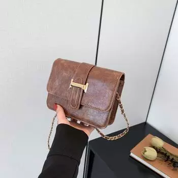 Gradually change the color Korean version of the personality trendy texture small square bag 2024 spring new chain bag simple shoulder armpit bag чёрный