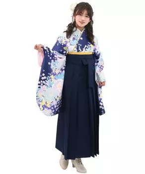 Graduation Ceremony Hakama Easy to 5 Piece Set Hakama Lower Waist for Elementary School Girls Spring Arashi [KYOETSU] Set, Dress, (Kimono, Hakama,