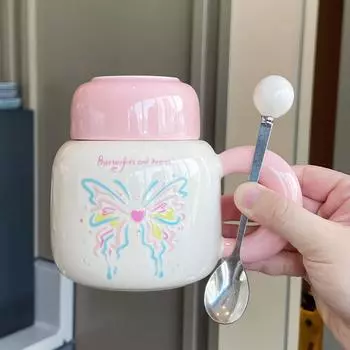 Graduation Gift To Teachers College Students Souvenir Birthday Girls Ceramic Mug with Lid Water Cup Practical Cup 401-500ml