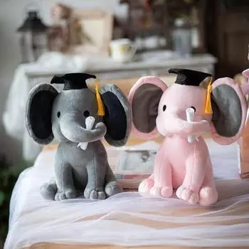 Выпускной Шляпа Слон Мягкая игрушка Сидящий Слон Мягкая игрушка Кукла Подушка Домашний Офис Спальня Украшение Дети Взрослые Подарок на день рождения розовый