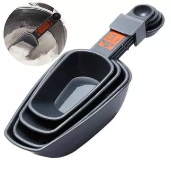 градуированные мерные ложки, 4 шт./компл., экологически чистые, удобные, широко применяемые, дизайн с двойной головкой, удобное хранение, сделай сам темно-серого