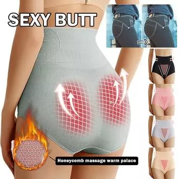 Графеновые трусики с высокой талией для живота, женские послеродовые корректирующие фигуру, антибактериальные хлопковые трусики с подтяжкой бедер XL чёрный