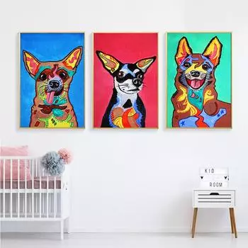 Граффити, абстрактные животные, собаки, настенные художественные принты, постеры на холсте, фотографии, акварельная картина маслом для детей, украшение для спальни 21cm30cm NoFrame