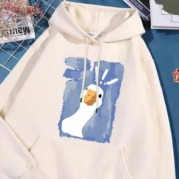 Граффити-арт Confused Duck Printed Женская толстовка винтажная Oversize Hooded Street Casual Hoodie Осенняя простая мягкая одежда S