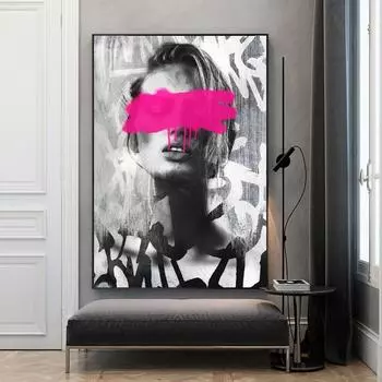 Граффити девушка уличное искусство печать на холсте с черно-белыми городскими сексуальными женскими плакатами настенные панно Cuadros для декора гостиной 21x30 No Frame