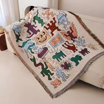 Граффити Диван Полотенце Полное Покрытие Ткань Ins Стиль Гостиная Ковер Влажный Коврик Для Пикника Кемпинг Одеяло Диван Чехлы Для Подушек 90*90