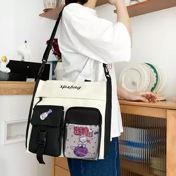 Граффити Дизайнерская женская сумка большой емкости сумки через плечо холщовая сумка через плечо женская сумка-мессенджер One Size зелёный