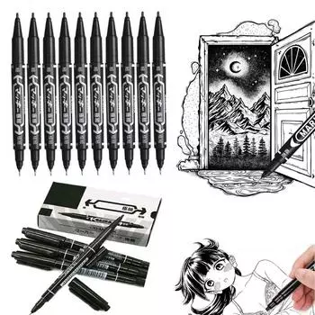 Граффити для набросков, рисования, каллиграфии, ручки, принадлежности для рисования, кисти для рисования, ручки для подписи 10 Pcs/Set