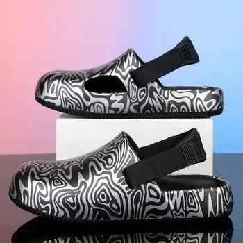 Graffiti hole shoes men s and women s summer sandals wear EVA wading feet beach shoes half-support sandals men s 36-37