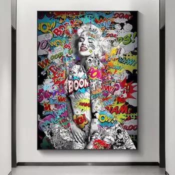 Граффити Холст Картина Мэрилин Монро Современный настенный художественный постер и принты Картина маслом Настенные картины для дома Декор в гостиную 21*30cm