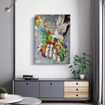 Граффити Холст Плакат Рука об руку Любовь Сердце Декоративная Фреска Гостиная Стены Искусства Отпечатки Для Современного Домашнего Декора Эстетический Подарок 21cm30cm NoFrame