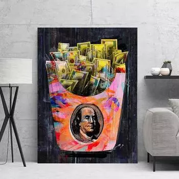 Граффити, холст, живопись, абстрактные доллары, деньги, фигурки, постеры и принты, настенные панно для гостиной, домашний декор, Cuadros 21cm30cm NoFrame