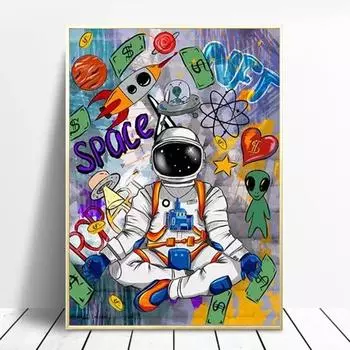 Граффити Искусство Астронавт Мультфильм Холст Картина Плакат и Печать Гостиная Cuadros Главная Современная Декоративная Настенная Картина 21cm30cm NoFrame