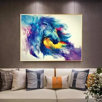 Граффити Искусство Голова Лошади Выставка Холст Настенный Плакат Эстамп Гостиная Поп-Арт 21cm30cm NoFrame