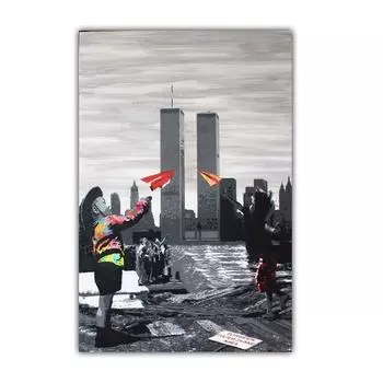 Граффити искусство милые дети холст картина уличная культура настенное искусство постер Бэнкси офис гостиная украшение дома фреска без рамки 21*30cm No Frame