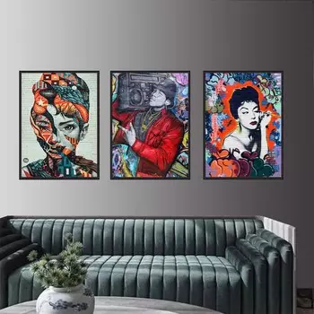 Граффити искусство настенная живопись уличная культура холст картина слон белка бабочка постер бар коридор украшение дома фреска без рамки 21*30cm No Frame