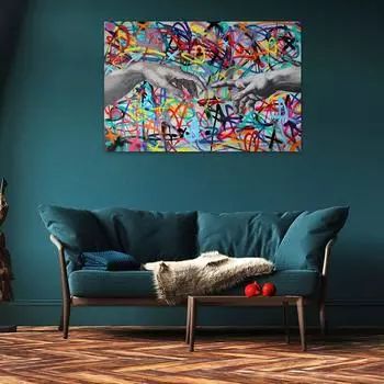 Граффити Искусство Рука Бога Картины на холсте Абстрактные постеры и принты Настенные художественные картины для гостиной Украшение дома 21x30cm No Framed