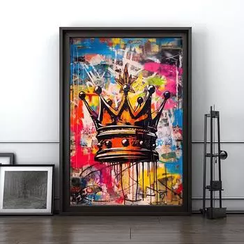 Граффити Картина Маслом Корона Настенное Искусство Абстрактная Корона Художественный Плакат Красочная Корона Домашняя Стена 21cm30cm NoFrame