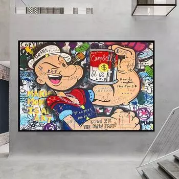 Граффити Картина Маслом Мультфильм Настенное Искусство Абстрактная Мускулистая Мальчик Художественная Работа Цветной Плакат Украшение Дома Стены Изображение 21cm30cm NoFrame