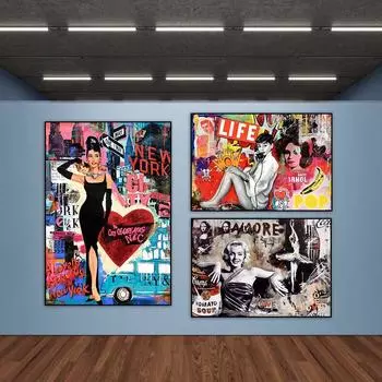 Граффити Картина Маслом Улица Поп Wall Art Нью-Йорк Знаменитая Женская Гостиная Современное Украшение Дома Плакат 21cm30cm NoFrame