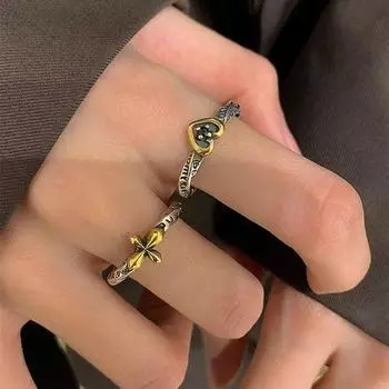 Граффити Кольцо Мёбиуса: Женское ретро-кольцо Love Cross Open, корейская мода 2024