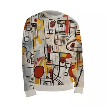 Граффити Мужская уличная 3D-печатная толстовка-пуловер для отпуска на выход толстовки с капюшоном с круглым вырезом желто-фиолетового цвета S
