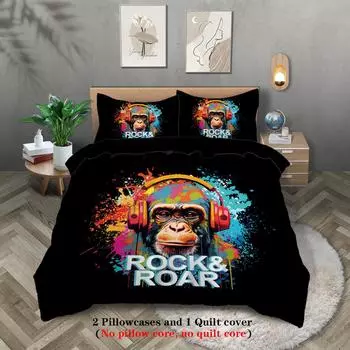 Граффити Орангутан Полиэстер Три предмета 3D печать Постельное белье Домашний текстиль 135x200cm