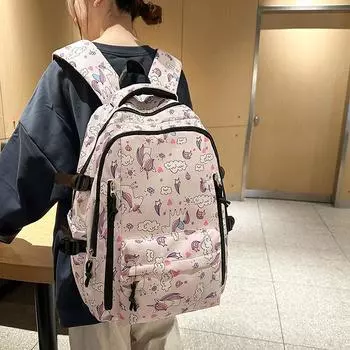 Рюкзак с принтом граффити большой емкости для школьников младших классов, школьная сумка для путешествий на открытом воздухе