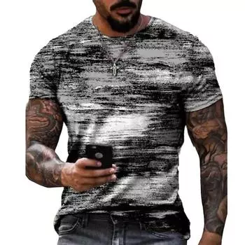 Graffiti Print Men s T-shirts Summer Streetwear Polyester 0-Neck Loose Short Sleeve Tops Casual Loose Tee Shirts Men Clothing M