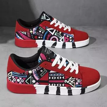 Graffiti Red Skateboard Sneakers Men Women Big Size 36-46 Platform Designer Shoes Man Comfort Low Cut Vulcanize Shoes For Men 36