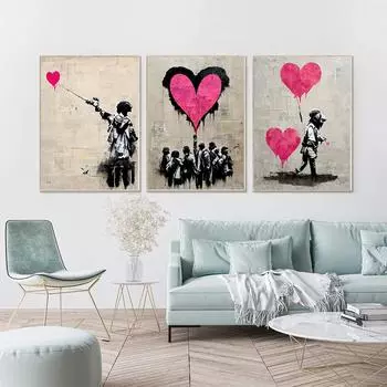 Граффити Розовый Любовь Настенный Плакат Детская Холст Картина Настенная Художественная Печать Картина Современная Гостиная Домашнее Украшение Росписи 21X30cm No Frame