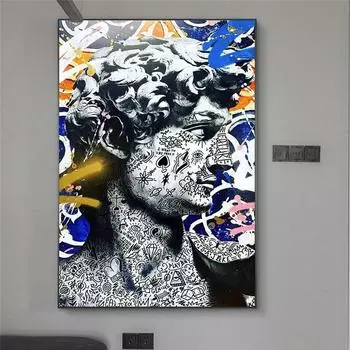 Граффити Скульптура Давида, модные HD-постеры и принты, холст, картины на стене, художественные принты, скандинавское украшение для гостиной 21x30 No Frame
