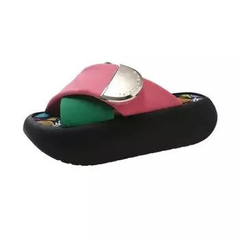 Graffiti Slippers Women s 2024 Summer Fashion New Thick Bottom Lncrease In Height Fashion Versatile Color Blocking Sand Slippers 35
