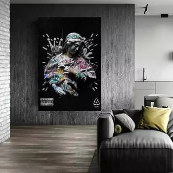 Граффити Статуя Искусство Холст Живопись Художественные Плакаты и Эстамп Скульптура Скандинавские Художественные Фотографии Украшения Стены Дома Картины (с рамкой) 15*20cm(with frame)