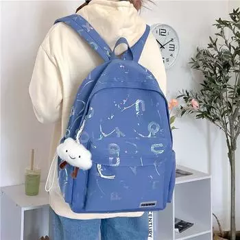 Граффити Светоотражающие блестки Студенческая школьная сумка Мужской рюкзак Большой емкости Женская сумка на плечо бежевый