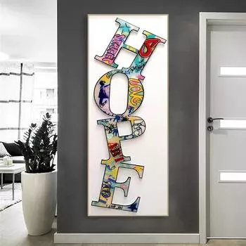 Граффити уличное искусство буквы НАДЕЖДА вдохновляющие холст картины постеры и принты настенная художественная картина для гостиной домашний декор 20X60cm Unframed