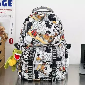 Graffiti Wu Kong Cartoon Lightweight Backpack With Multiple Pockets Teens For Wukong White