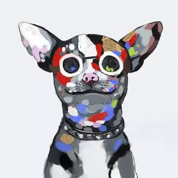 Граффити, животные, настенная живопись на холсте, постер и принт, настенное искусство, красочные изображения коровы, собаки, обезьяны для декора гостиной (с рамкой) 15*20cm(with frame)