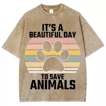 Графическая футболка Слоган Защита Животных Футболка Дружелюбная Групповая Футболка Унисекс Американская Ретро Одежда Рубашки Панк Стиль Топы S