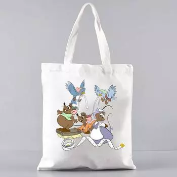 Графическая сумка-тоут Сумка-тоут «Принцесса» Женская сумка-тоут «Золушка» с принтом «Харадзюку» Сумка через плечо Холщовая сумка WHITE