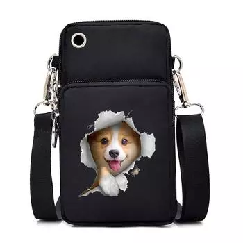 Графические маленькие сумки через плечо женские сумки Harajuku Animal Mini Mobile Phone Bag подростковые сумки-мессенджеры женские кошельки и сумочки чёрный