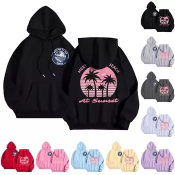 Графические толстовки с капюшоном для женщин Милый пуловер с длинным рукавом Опрятные толстовки с капюшоном с принтом букв Осень-зима XL фиолетовый