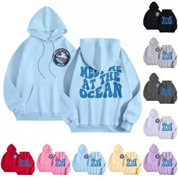 Графические толстовки с капюшоном для женщин Милый пуловер с длинным рукавом Опрятные толстовки с капюшоном с принтом букв Осень-зима XXXL бежевый