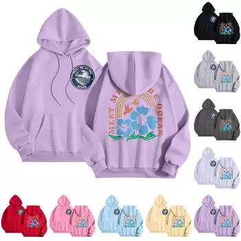 Графические толстовки с капюшоном для женщин Милый пуловер с длинным рукавом Опрятные толстовки с капюшоном с принтом букв Осень-зима XXXL белый